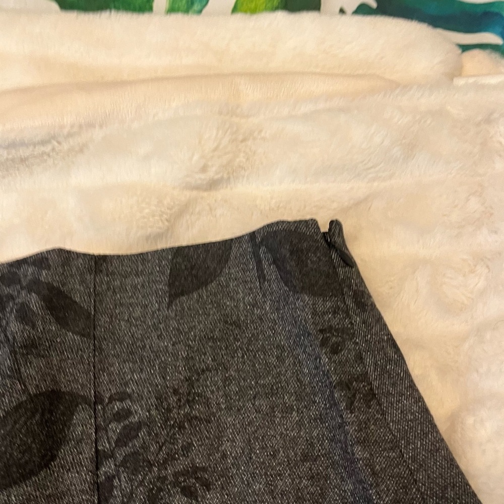 Banana Republic 14 Grey Black Floral Wool Blend Spring Summer Lined Mini Skirt - Picture 9 of 9